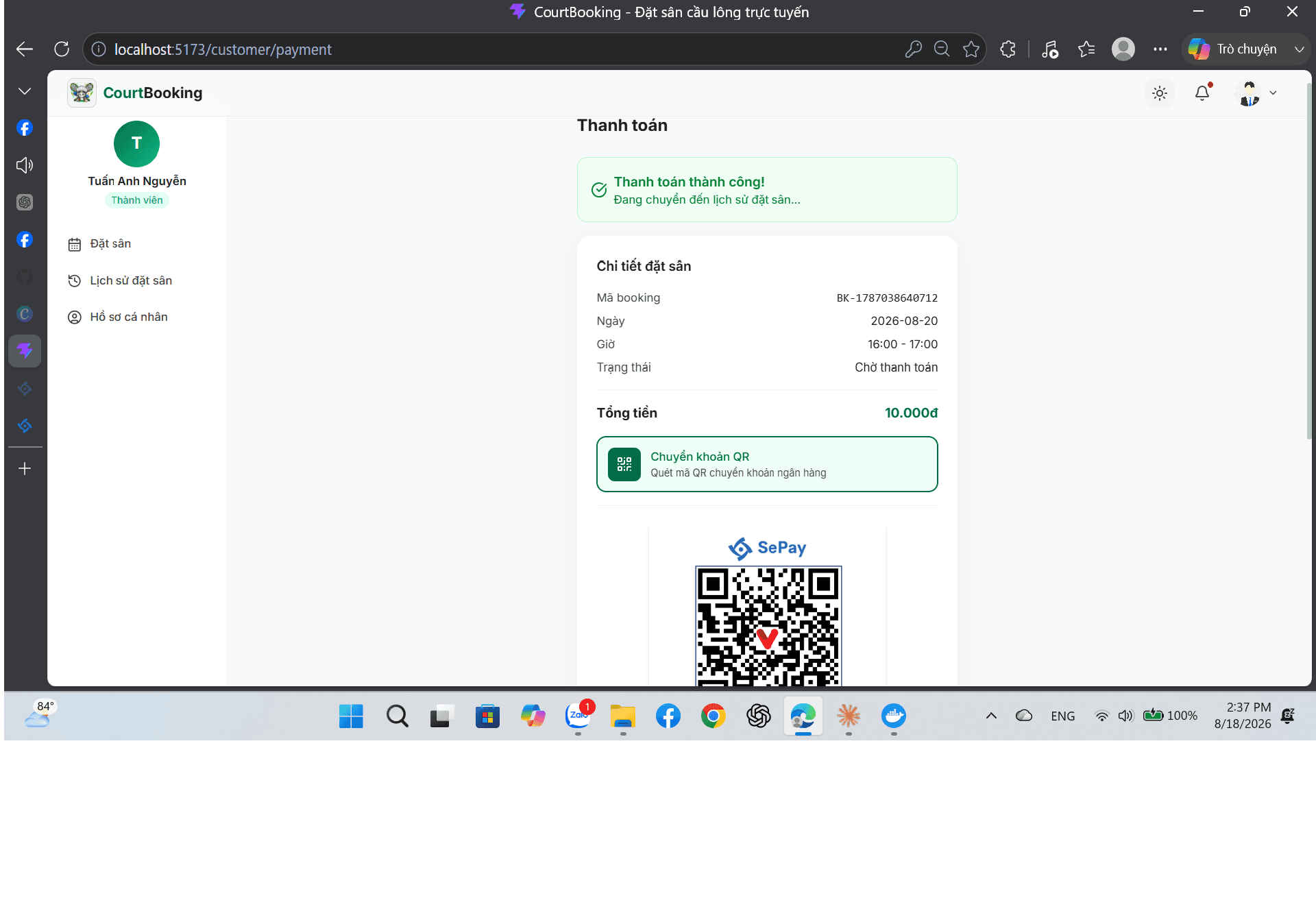 Badminton Court Management System preview — view 4